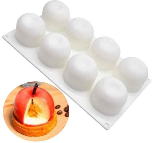 Bricolage Savon Pommes Moule, Silicone Moule Jelly Pudding, Moules Pommes 3D, Aliment en forme de boule fait à la main, adapté aux boules de chocolat, gâteaux, gelées, pudding, mousse en dôme (Blanc)