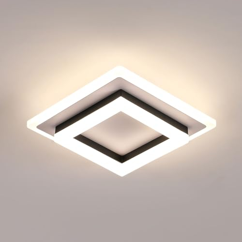 Comely LED Deckenleuchte, 24W Deckenlampe LED Quadrat 4500K Neutralweiß, Moderne Acryl Deckenbeleuchtung für Küche Schlafzimmer Wohnzimmer Flur Keller (Weiß+Schwarz)