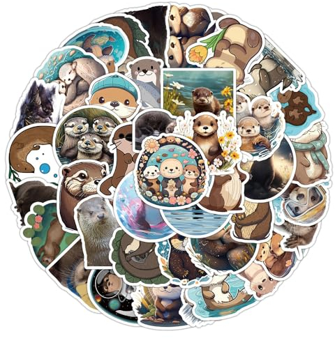 50 Stück Otter Aufkleber Pack Eurasian River Otter Sticker Set wasserdichte Vinyl Sticker für Laptop Kinder Autos Motorrad Fahrrad Skateboard Gepäck Koffer Computer Aufkleber Graffiti Decal