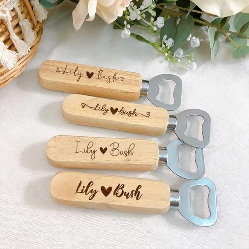 yky Décapsuleurs personnalisés en bois gravé, cadeau de mariage, souvenir de fête (50 pièces)