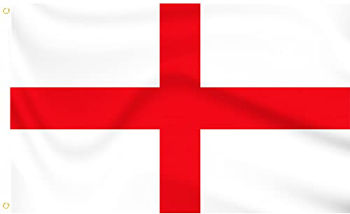 Große England-Flagge, 2,4 x 1,5 m, für den Innen- und Außenbereich, Rot-Weiß, St. Georges Kreuz, englisches Wandbanner mit 2 Metallösen