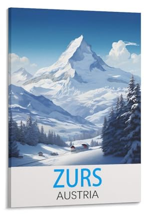 Zurs Austria Vintage-Reiseposter, 20 x 30 cm, Leinwand-Kunst, Poster und Wandkunst, Bilddruck, moderne Familienschlafzimmer-Dekoration