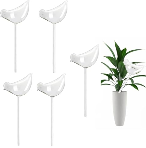 KBCYRT Lot de 6 systèmes d'arrosage automatique pour plantes en forme d'oiseau, système d'arrosage automatique pour plantes, pots de fleurs à arrosage automatique, globes d'arrosage en plastique,