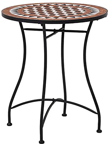 Iiaky Bistrotisch Mosaik Keramik Braun 60 cm Bistrotisch Outdoor Mosaiktisch Tisch FüR Sonnenschirm Kleiner Tisch Balkon Gartentisch