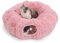 RYpetmia Plüsch-Katzentunnelbett für Indoor-Katzen mit weichem Kissen, Multi-Form-Spielhöhle mit hängenden Bällen, großer und Faltbarer Katzen-Donut-Tunnel für kleine und große Haustiere (Rosa)