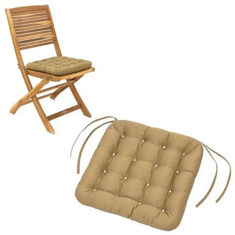 HAVE A SEAT Living - Sitzkissen Outdoor 40x40 (2 St.) - Bequeme Gartenstuhlauflagen - Wetterfest, Waschbar bis 95°C, Orthopädisch - Made in Germany (2er Set - 40x40 cm, Beige)
