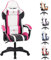 T-THREE.Ergonomic Leather Gaming Chair Height Adjustable with Headrest and Lumbar Support(Pink)