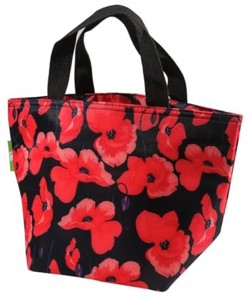 Eco Chic Lightweight Foldable Insulated Lunch Bag Water Resistant Cooler Bag (Poppies Navy)