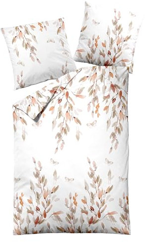 Carpe Sonno Biber Bettwäsche 135x200 cm Baumwolle - 2tlg Bettwäsche Winter - Deckenbezug + Kissenbezug mit Reißverschluss - Kuschelige Winter Bettwäsche Flanell Floral