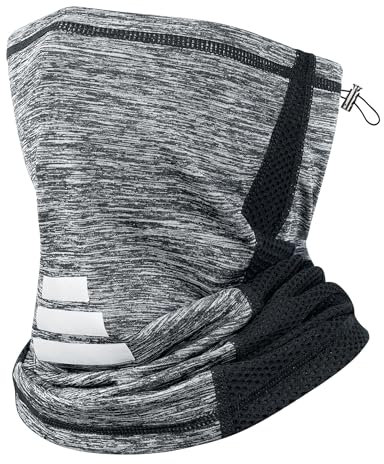 MELLIEX Multifunktionstuch Kordelzug, Atmungsaktive Elastisch Schlauchschal, Sonnenschutz Winddicht Halstuch für Herren Damen Outdoor Radsport Motorrad Laufen, Grau