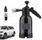 QmjdDymx Handheld Auto Schaumsprüher, 2l Pumpe Schnee Schaumsprüher Druck Schaumsprüher Flaschen für die Reinigung, Autowäsche Druck Waschanlage Schaumer mit Skala, schwarz