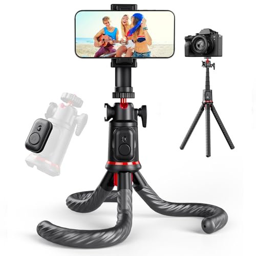 Treppiede Smartphone Flessibile, Rollei Mini Cavalletto & Bastone Selfie MonkeyPod per Telefono/Fotocamera con Telecomando Wireless 360° Rotabile Gorillapod Supporto Portatile per Registrazioni Video
