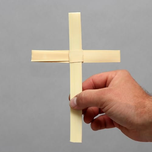 Cruces de palma hechas a mano, paquete de 5 cruces de hoja de palma secas para domingo de palmos, servicios religiosos, celebraciones religiosas, decoración de Pascua y recuerdos espirituales