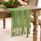 Aisybaklyn Tischläufer Boho Grün 30x140 cm Gehäkelte Retro mit Quasten Tischlaufer Frühling Baumwolle Leinen Waschbar Table Runner für Deko Urlaub Party Esszimmer Tabletop Tisch Beistellschrank