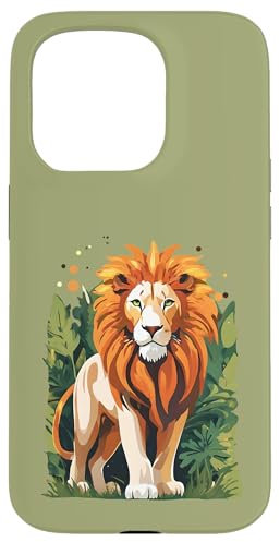 Leone Abbigliamento Donna Uomo Bambini Africa Animale Motivo Verde 128 Custodia per iPhone 15 Pro