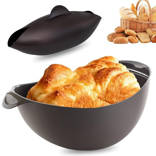 SNSYGN Brotbackform Silikon, 3 in 1 Brotbacktopf Oval Silikonform Backen Brot Gärkorb zum Backen, Mixen und Dünsten, Hitzebeständig Bis 230 °C, 30cm Durchmesser