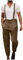 Salopette da uomo con bretelle e bretelle estive casual vintage cintura adjujstable salopette da lavoro pagliaccetto tuta lunga con tasche, Marrone, L