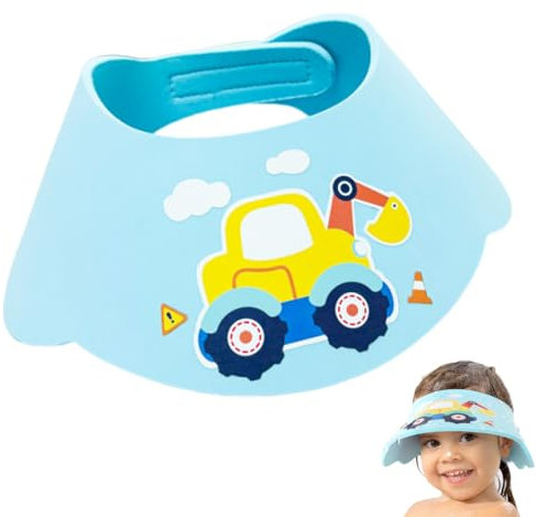 NHQZ Cuffia da doccia per neonati e bambini – Chiusura in velcro regolabile in morbido materiale EVA, protegge occhi, naso e orecchie dall'acqua e shampoo, Blu, 1 pezzo