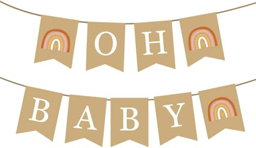Oh Baby Girlande,Babyparty Banner mit Regenbogen Motiv,Babyparty Deko,Gender Reveal Party,Babyshowerparty Deko Mädchen und Jungen