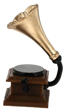 KICHOUSE Mini Gramophone Décor Modèle de Phonographe Rétro pour Décoration de Table à ou Bureau Accessoire Artistique et Unique pour Maison de Poupée Miniature