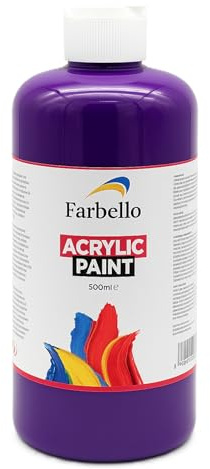 Farbello Acrylfarbe 500 ml – Hochpigmentierte, wasserfeste Künstlerfarben für Acryl-Pouring, Leinwand, Holz, Stein, Papier & Metall – Leuchtende Malfarben (Violett)