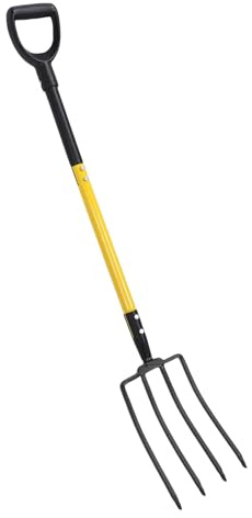 Acouto Pitchfork y Grip Griff, 46 Zoll, Hochleistungseisen, 4 Zinken Garten -Tonhöhe mit Unkraut -Puller Werkzeug