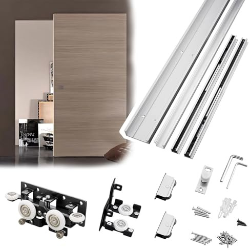Vibeo Binario per Porta Scorrevole Ferramenta per Porte Scorrevoli a Scomparsa, Binario per Porta Scorrevole a Scomparsa da 80 a 130 cm, Kit Guida Porta Scorrevole a Scomparsa(47in/120cm)