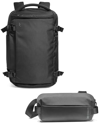 tomtoc Travel Backpack 40L, TSA Friendly Flight with a Compact EDC Sling Bag, Minimalist Chest Shoulder Crossbody Sling Backpack for Men Women