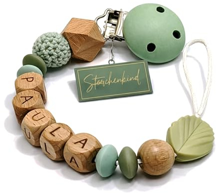 Storchenkind - Individuell gestaltetes Babygeschenk personalisiertes Baby Geschenk mit Namen für Mädchen oder Junge Baby Geschenk personalisiert zur Geburt & Taufe mehrere Modelle (grün)