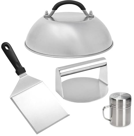 Kit de Hamburguesas Smash Prensa Para Carne Espátula Cúpula Y Espolvoreador | Set para Hacer Hamburguesas Para Prensar Voltear Condimentar en Barbacoas y Cocina del Hogar