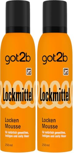 got2b Lockmittel Schaumfestiger (250 ml), Locken Mousse mit Halt 3 natürlich gewelltes, lockiges und coily Haar, für definierte Locken und Sprungkraft, mit bis zu 96 h Anti-Frizz-Wirkung, silikonfrei