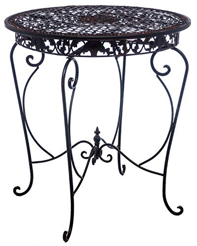 aubaho Gartentisch Tisch Garten Bistrotisch Eisen Antik-Stil Gartenmöbel braun