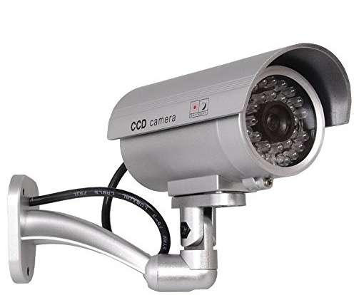 Maclean IR9000 Überwachungskamera Kamera Attrappe Alarmanlage Camera wasserdichte LED-Licht (Silber)