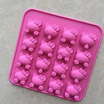 YL 16 Cavities Hello Kitty G126 Silicone Cake Baking Mold Cake Pan Muffin Cups Handmade Soap Moulds Biscuit Chocolate Ice Cube Tray DIY
