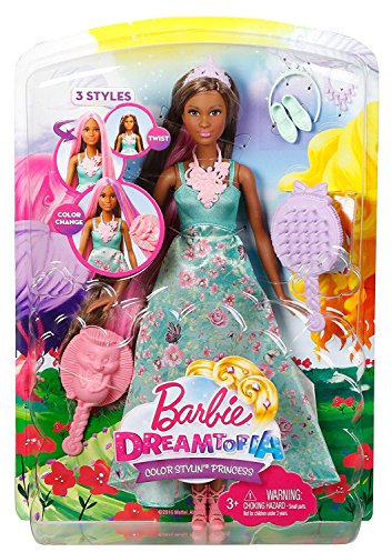 Barbie Mattel DWH43 - Dreamtopia Farbfrisuren Prinzessin Puppe, brünette