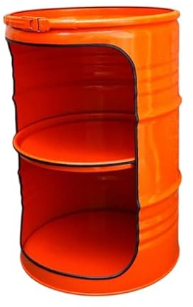 Srm - Design Fassregal Fassmöbel Regalfass Design Regal Ölfass Möbel 210 Liter Volumen Farbe Orange RAL 2004 inkl. 2 Lampenfassungen für E27 Leuchtmittel