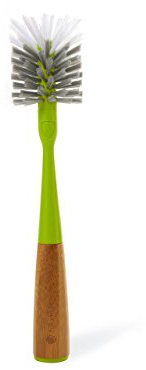 Full Circle Saubere Reichweite – Flaschen- und Tassenschrubber mit Bambusgriff und austauschbarem Kopf, Bürste mit langem Griff für die Tiefenreinigung von Wasserflaschen, Babyflaschen, Flaschen,