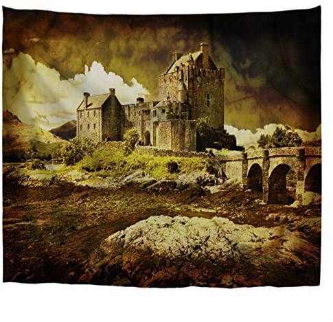 A.Monamour Wandteppiche Alte Schottische Burg In Vintage-Stil Europäischen Mittelalterlichen Dekor Bild Kunst Print Stoff Wandbehang Wandkunst Dekore Für Heim College Schlafsäle
