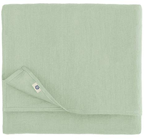 Linen & Cotton Tischdecke Stoff Tischtuch Tischwäsche Hygge -100% Leinen, Hellblau/Blau (140 x 250 cm) Festlich Rechteckig für Home Küche Esstisch Restaurant Hotel Cafe Party Deko