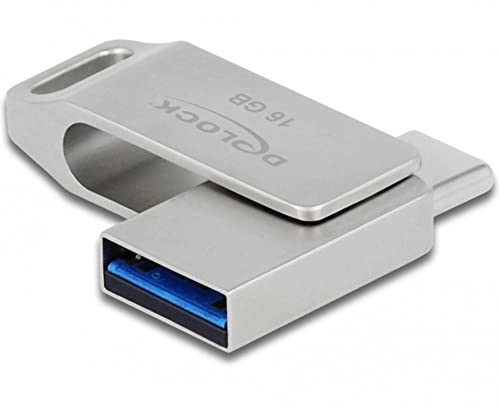 Delock 54073 USB 3.2 Gen 1 USB-C + Typ-A Speicherstick 16 GB - Metallgehäuse, silber