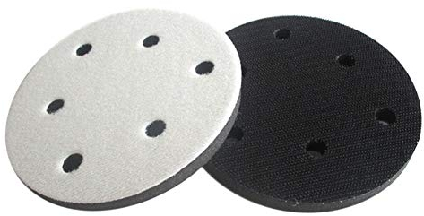 5 6 Holes 125mm Soft Interface Pad Hook and Loop Soft Foam Disc Pad for Damping & Protecting Sanding Pad (Pack of 5)