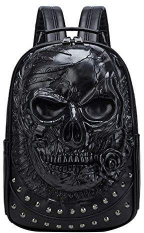 VALICLUD 1pc Skull Backpack Rivet Backpack Leather Crossbody for Men Ghost Knapsack Pu Leather Shoulder Bag Rivet Punk Shouders Bag Water Proof Laptop