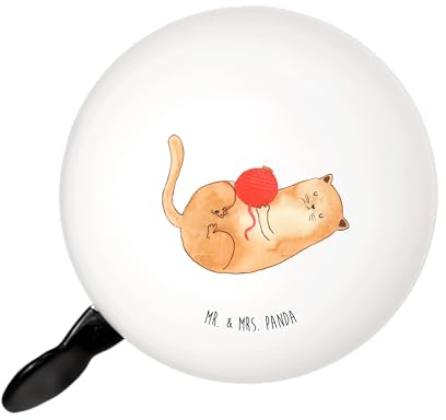 Mr. & Mrs. Panda XL Fahrradklingel Katze Wolle - Geschenk, Katzenartikel, Katzenfan, Motiv, Kater, Grosse fahrradklingel, große fahrradklingel,