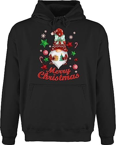 Hoodie Herren Pullover Männer - Weihnachten Geschenke Bekleidung - Weihnachtlicher Wichtel I Weihnachtsmotiv I Merry Christmas Wichtelmotiv - 5XL - Schwarz - Weihnachtspullover weihnacht
