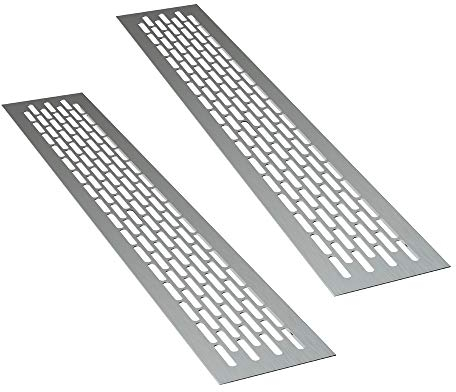 sossai® Griglia di ventilazione in alluminio - Alucratis (2 pezzi) | Rettangolare - dimensioni: 44 x 8 cm | Colore: alu | areazione