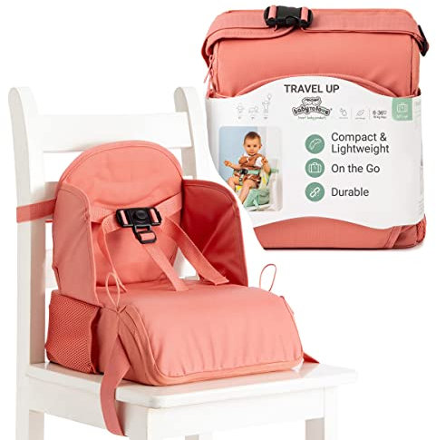 BabyToLove Travel Up Baby Booster Seat and Storage | Lightweight On the Go and Easy to Carry | Rust