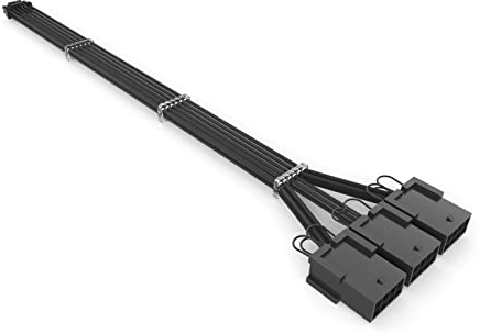 SIRLYR 16Pin to 3 * 8(6+2) Pin PCIE GPU Cables Sleeved PSU Extension Cable Mini 12+4 Pin Connector Graphics Card Power Supply RTX 3090Ti 16AWG Black