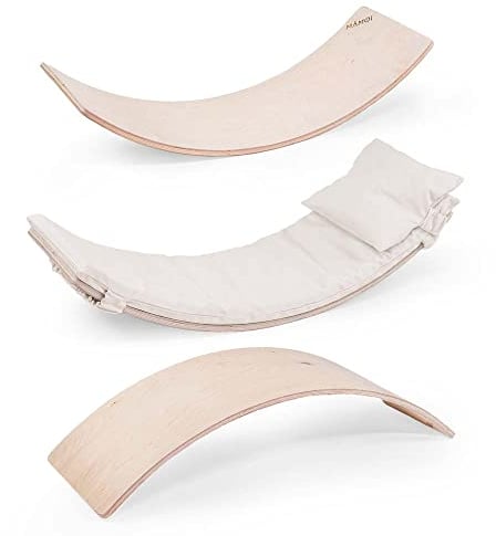 MAMOI® Balance Board für Kinder, Balance wippe, Balancieren und Gleichgewichtstrainer, Balanceboard, Balanceboards indoor, Balancierbrett, Wobble Board aus Holz, Balance-board mit matte ab 3