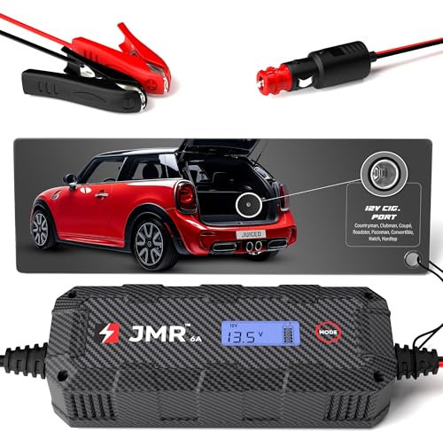 JMR Batterieladegerät für Mini Cooper Countryman Clubman Coupé Roadster Paceman Convertible Hatch Hardtop Alle Modelle Autobatterie Ladegerät Erhaltungsladegerät Akkuladegerät (Kein Lithium-Modus)