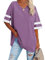 Famulily Women's Comfy T Shirt Loose Fitting Tee Shirts Ladies V Neck Half Sleeve Tunic Tops Purple L